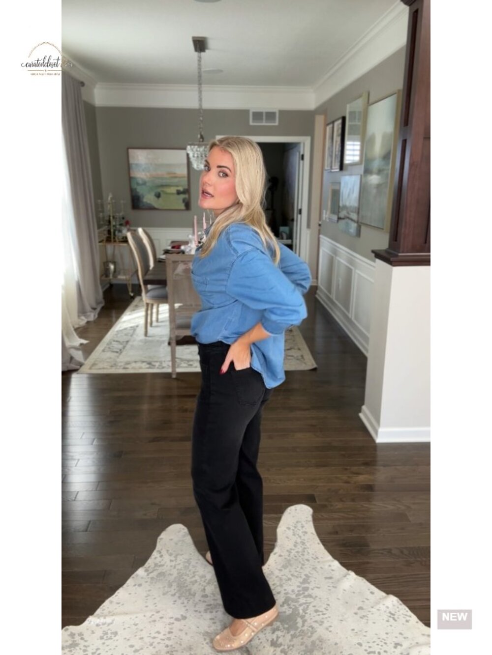 High Waisted Wide Leg Stretchy Denim Jeans with Pockets - Picture 6 of 6
